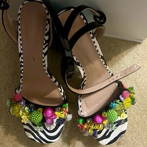 Betsey Johnson ankle strap wedges with platform size 7